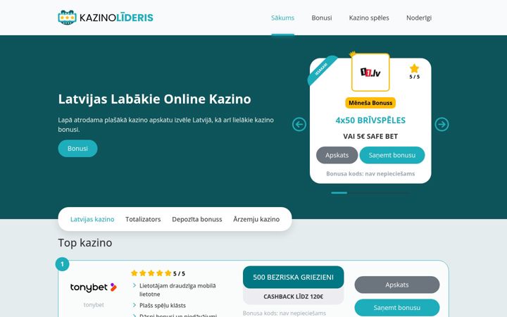 Screenshot of kazinolideris.com