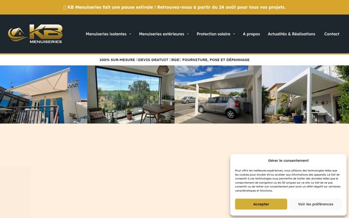 Screenshot of kb-menuiseries.com