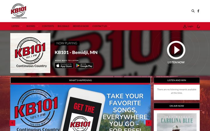 Screenshot of kb101fm.com