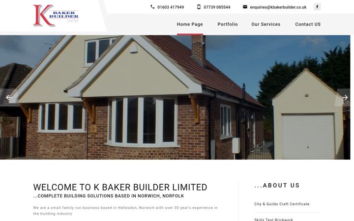 Screenshot of kbakerbuilder.co.uk