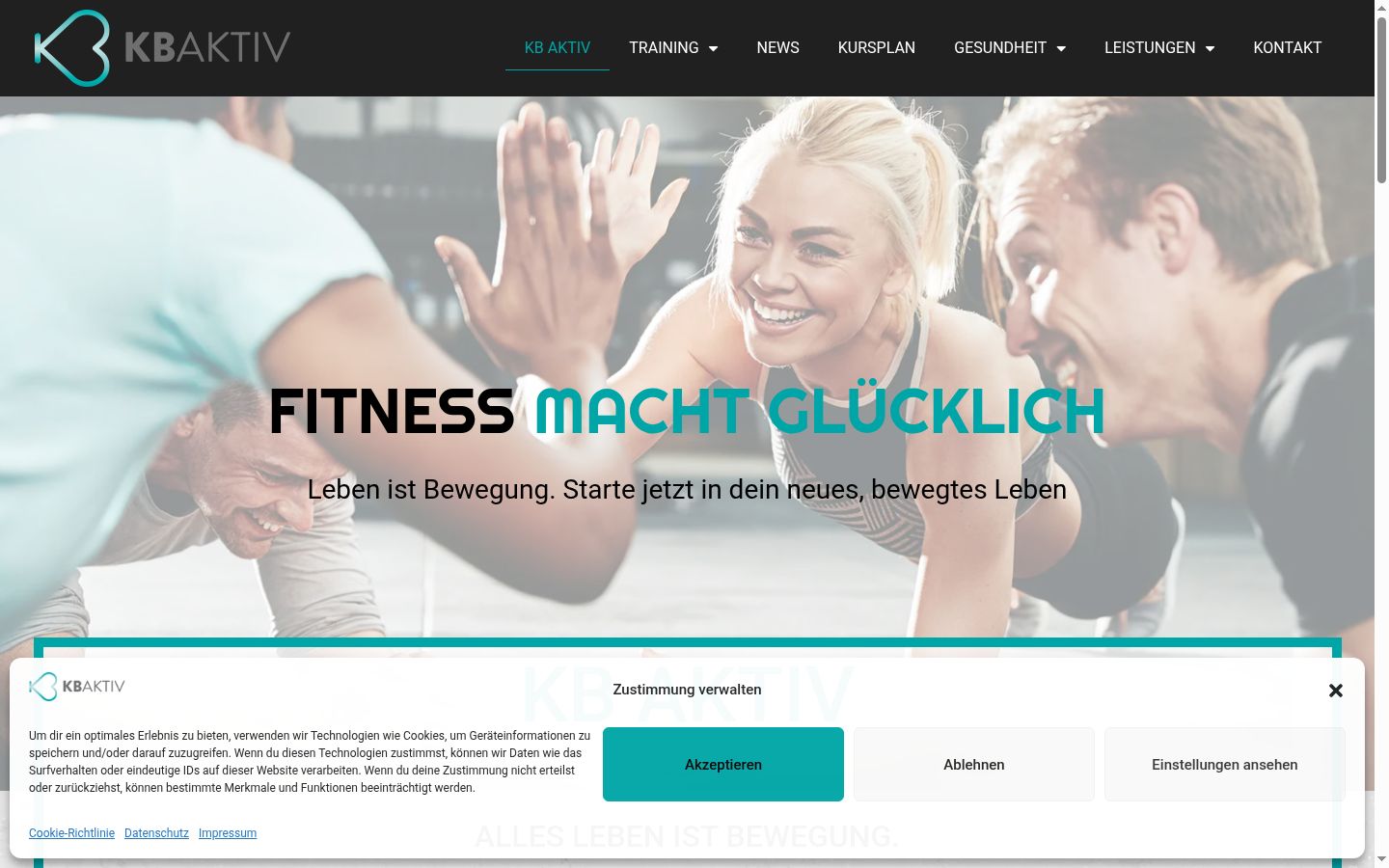 Screenshot des Einwilligungsbanners vor jeglicher Interaktion