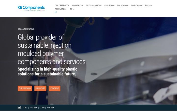 Screenshot van kbcomponents.com