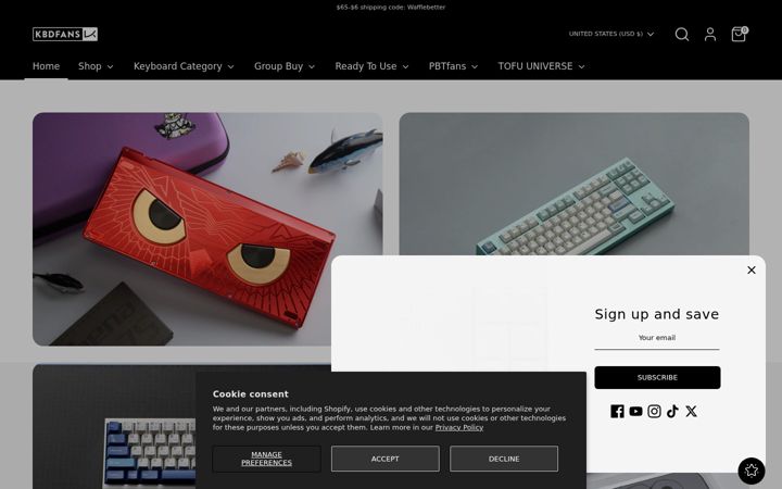 Screenshot of kbdfans.com