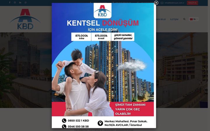 Screenshot ta' kbdinsaat.com.tr