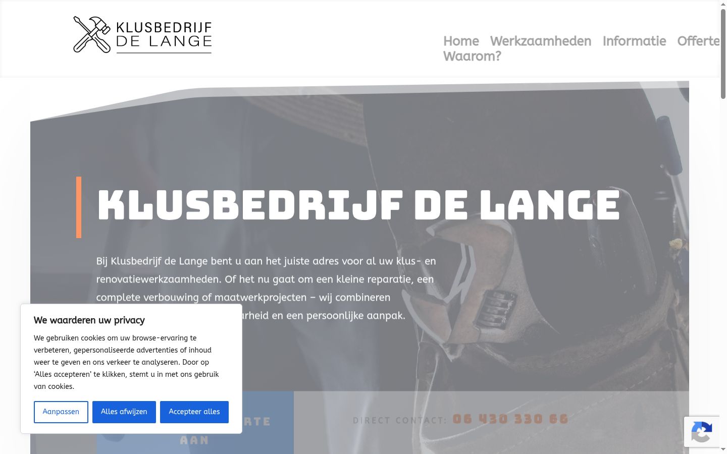 Screenshot van de toestemmingsbanner zoals getoond vóór enige interactie