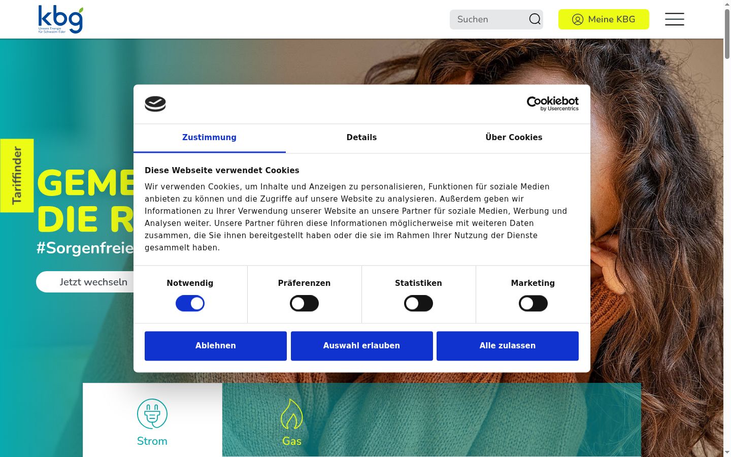 Captura de ecrã do banner de consentimento apresentado antes de qualquer interação