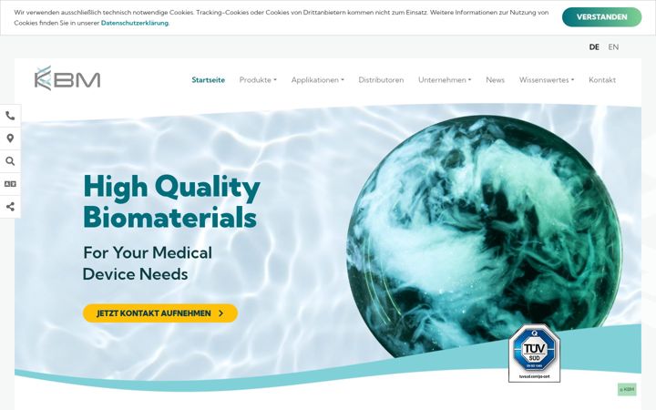 Screenshot of kbm-biomaterials.de