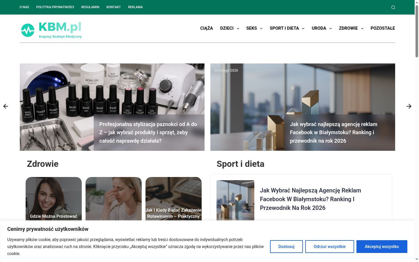 Zrzut ekranu banera zgody wyświetlanego przed jakąkolwiek interakcją