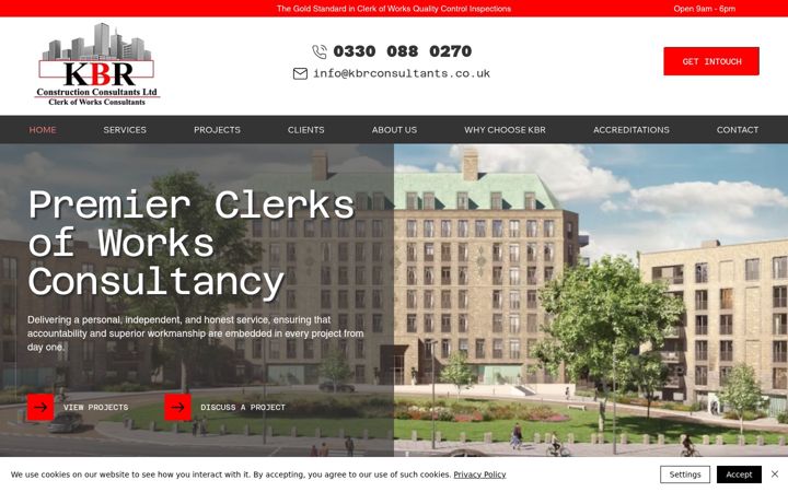 Screenshot of kbrclerkofworksconsultants.co.uk