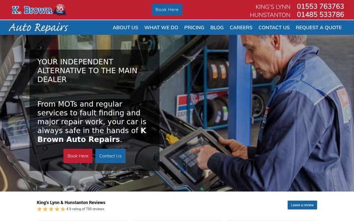 Screenshot of kbrownautoskingslynn.co.uk