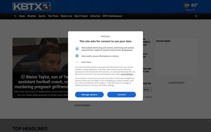 Skjermbilde av kbtx.com