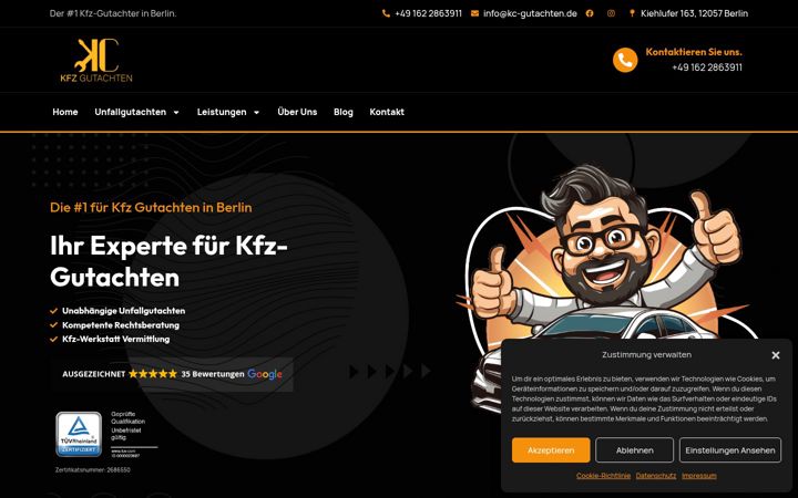 Screenshot of kc-gutachten.de