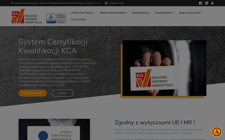 Screenshot of kca.edu.pl