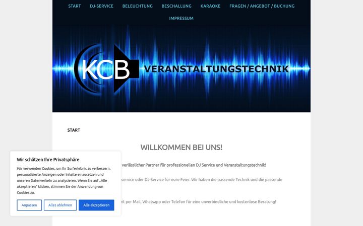 Screenshot of kcb-veranstaltungstechnik.de