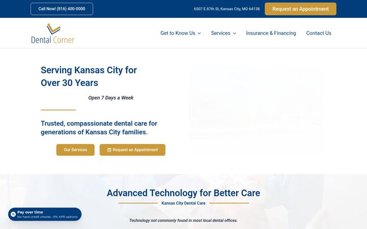 Screenshot of kcdentalcorner.com