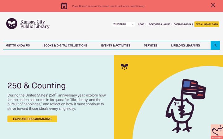 Screenshot of kclibrary.org