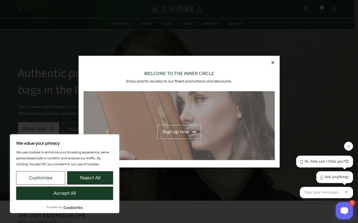 Screenshot of kcluxurybags.com