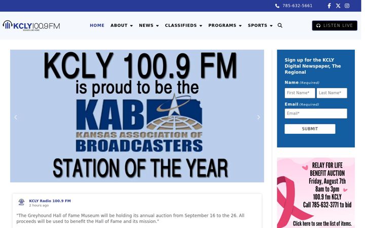 Screenshot of kclyradio.com
