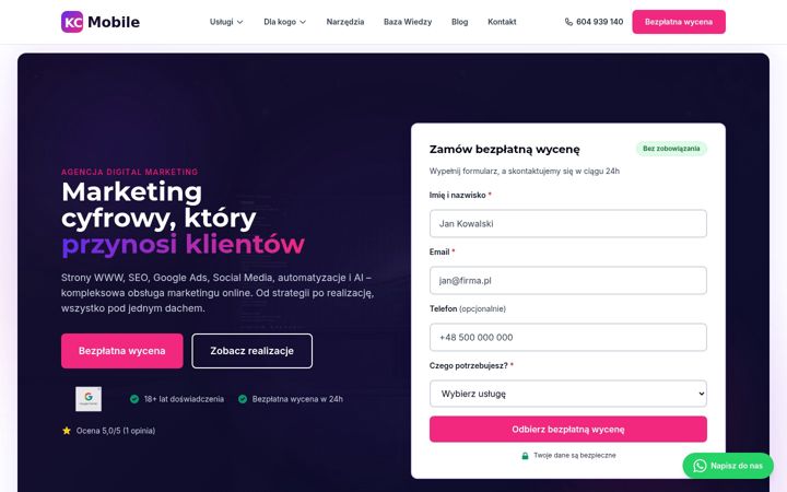 Screenshot of kcmobile.pl