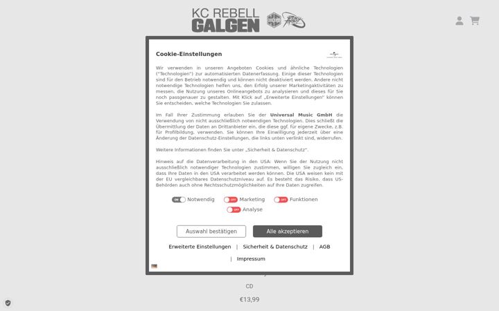 Screenshot of kcrebellstore.de