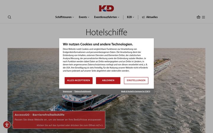 Screenshot of kd-hotelschiffe.com