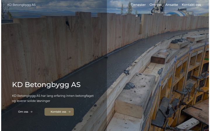 Screenshot of kdbetongbygg.no