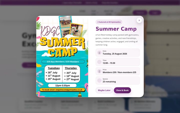 Screenshot of kdgymnastics.co.uk
