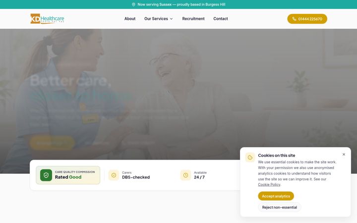 Screenshot of kdhealthcare.co.uk