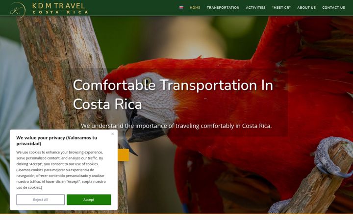 Screenshot of kdmtravelcr.com