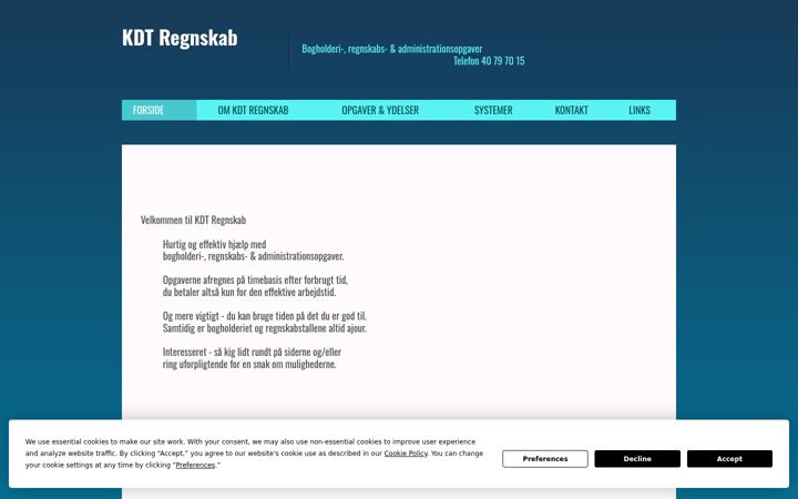Skärmbild av kdt-regnskab.dk