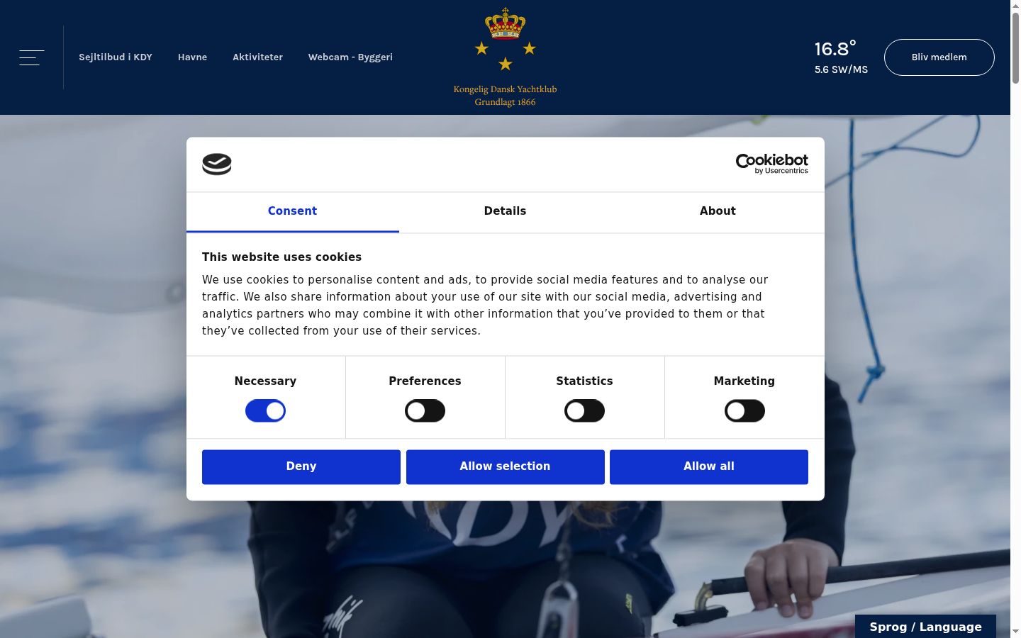 Screenshot of the consent banner shown before any interaction