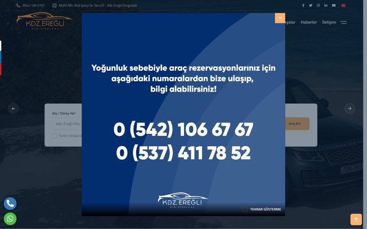 Screenshot of kdzeregliotokiralama.com