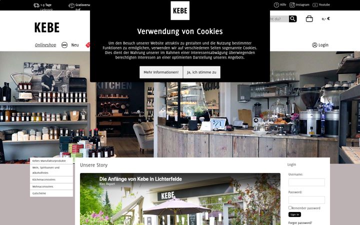 Screenshot of kebe.de