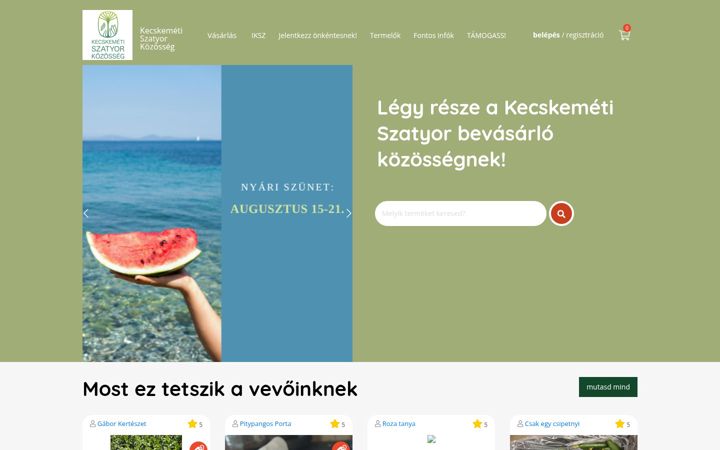 Posnetek zaslona kecskemetiszatyor.hu