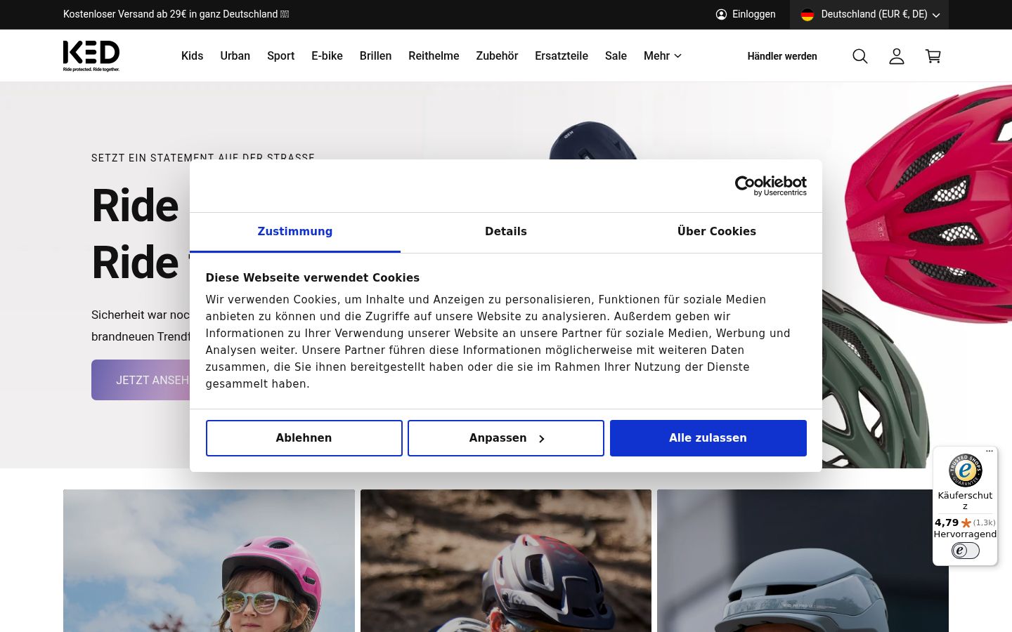 Screenshot del banner di consenso mostrato prima di qualsiasi interazione
