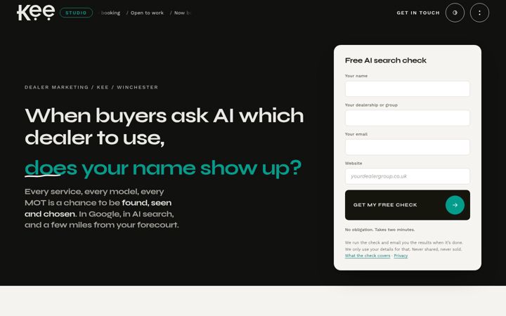 Screenshot of kee.co