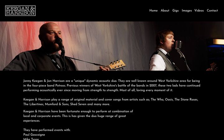 Screenshot of keeganandharrison.co.uk