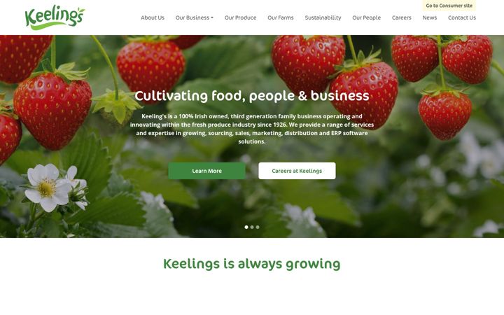 Screenshot of keelings.com