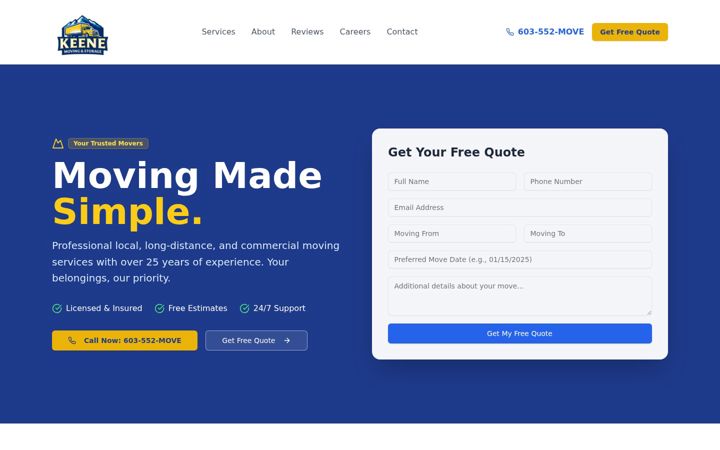 Screenshot of keenemovingandstorage.com