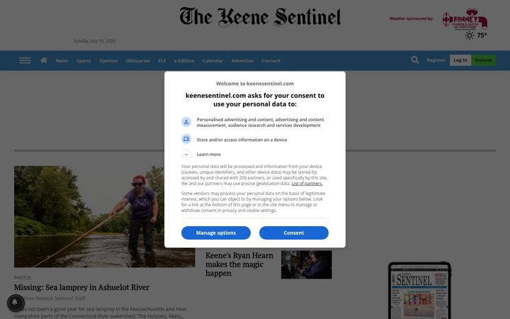 Screenshot of keenesentinel.com