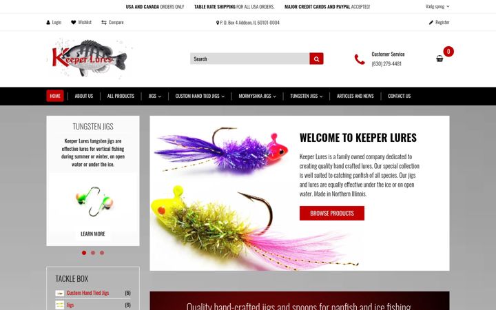 Screenshot of keeperlures.com