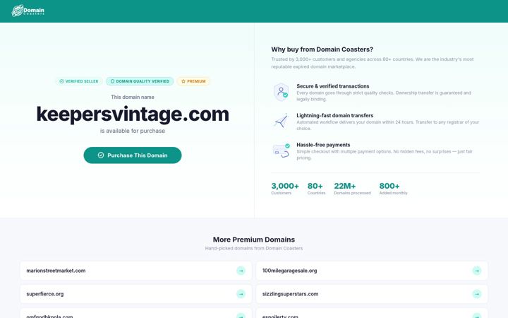 Screenshot of keepersvintage.com