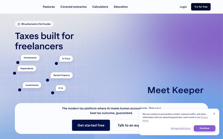 Screenshot of keepertax.com