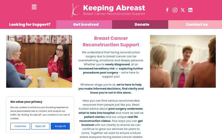 Screenshot of keepingabreast.org.uk