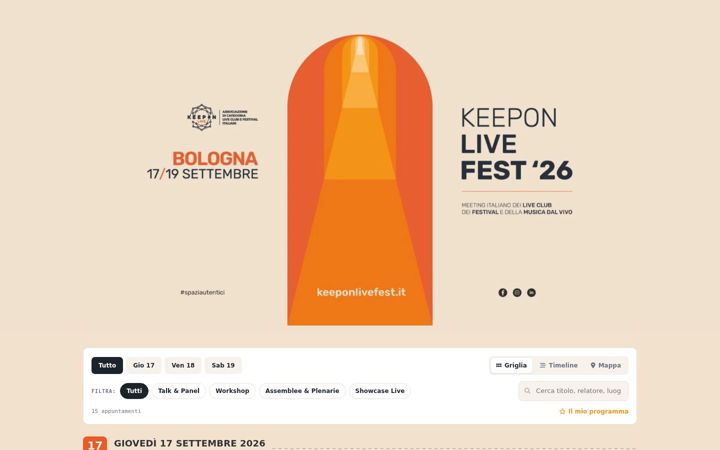 Screenshot of keeponlivefest.it