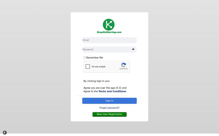 Screenshot of keeponsharing.com