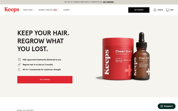 Screenshot of keeps.com