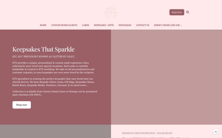 Screenshot of keepsakesthatsparkle.com