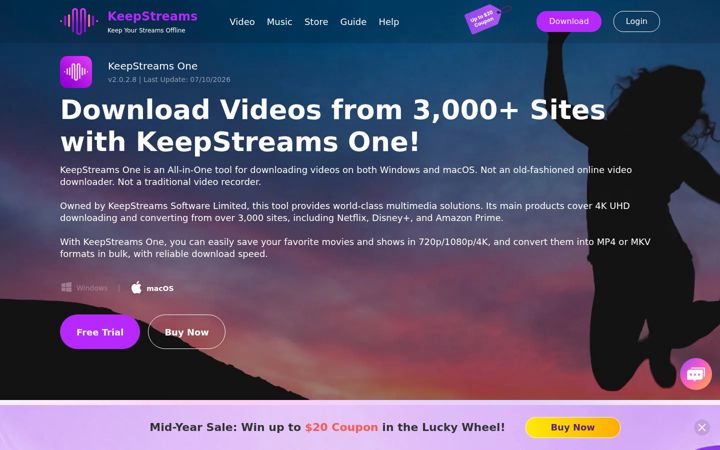 Skærmbillede af keepstreams.com
