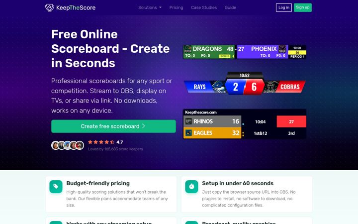 Screenshot of keepthescore.com